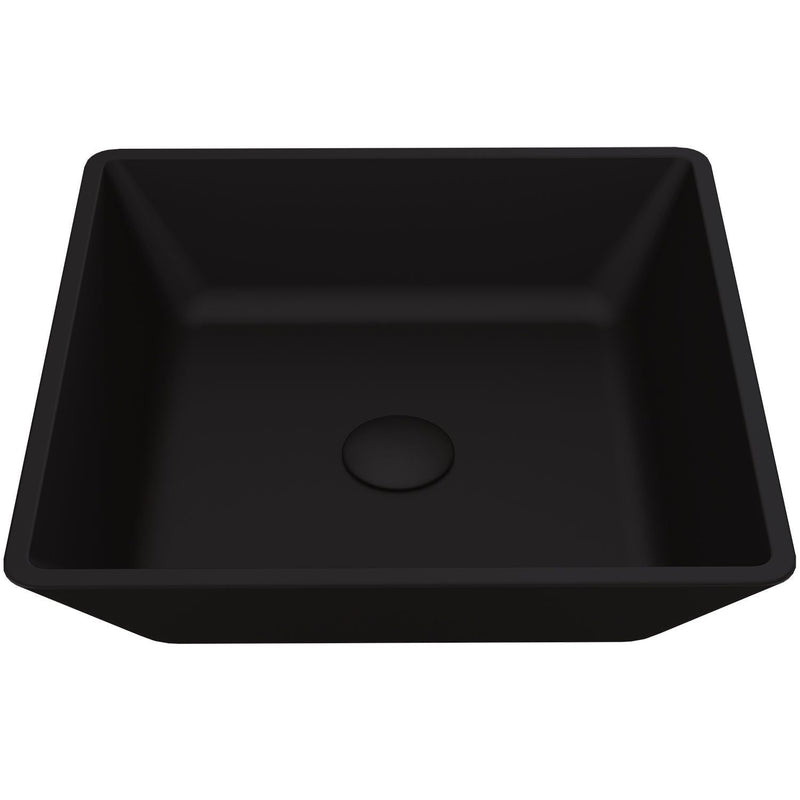 VIGO Roma Glass Square Vessel Bathroom Sink/Basin with Rounded Edges & Deep Bowl, Black Z6