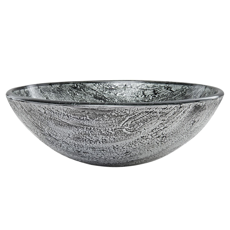 VIGO Round Glass Vessel Bathroom Sink/Basin with Deep Bowl, Titanium H3