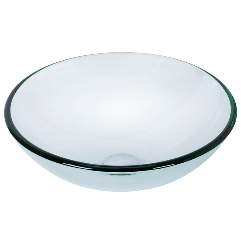 VIGO Round Glass Vessel Bathroom Sink/Basin with Repellent Seal Coating, Crystalline C6