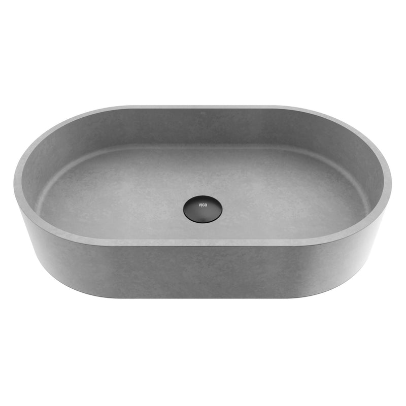 VIGO Sagrada Gothic ConcretoStone 24x14-in Deep Grey Bathroom Sink/Basin with Rectangular Vessel R5