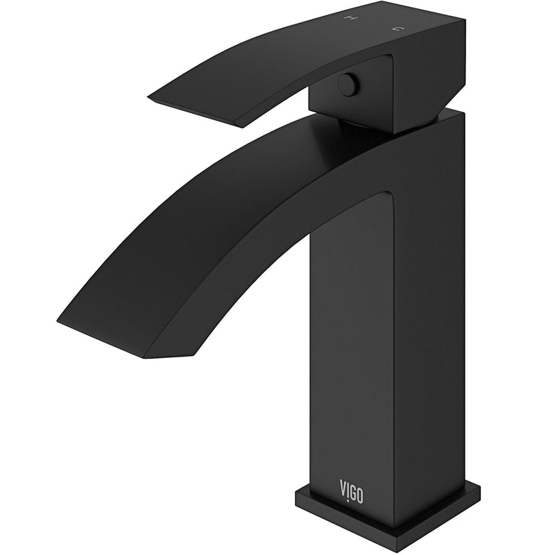 VIGO Satro Single Handle Single Hole Bathroom Sink Faucet, WaterSense Certified, Matte Black M8