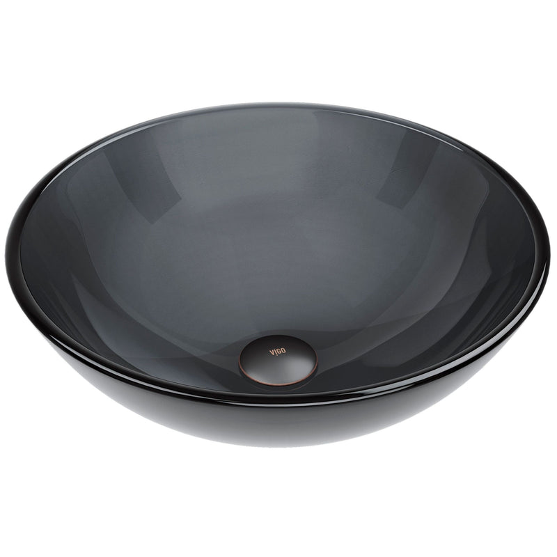 VIGO Sheer Glass Round Vessel Bathroom Sink/Basin with Deep Bowl, Black L7