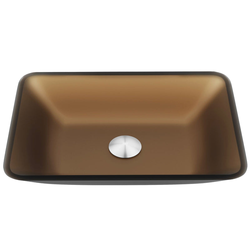 VIGO Sottile Glass Bathroom Sink/Basin and Faucet Set with Rectangular Vessel, Various Colours J5