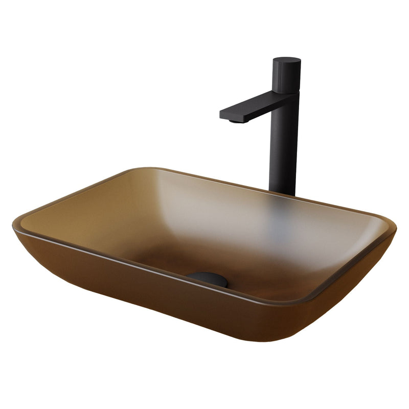 VIGO Sottile MatteShell Amber Bathroom Sink/Basin Set with Gotham Faucet and Glass Vessel M9