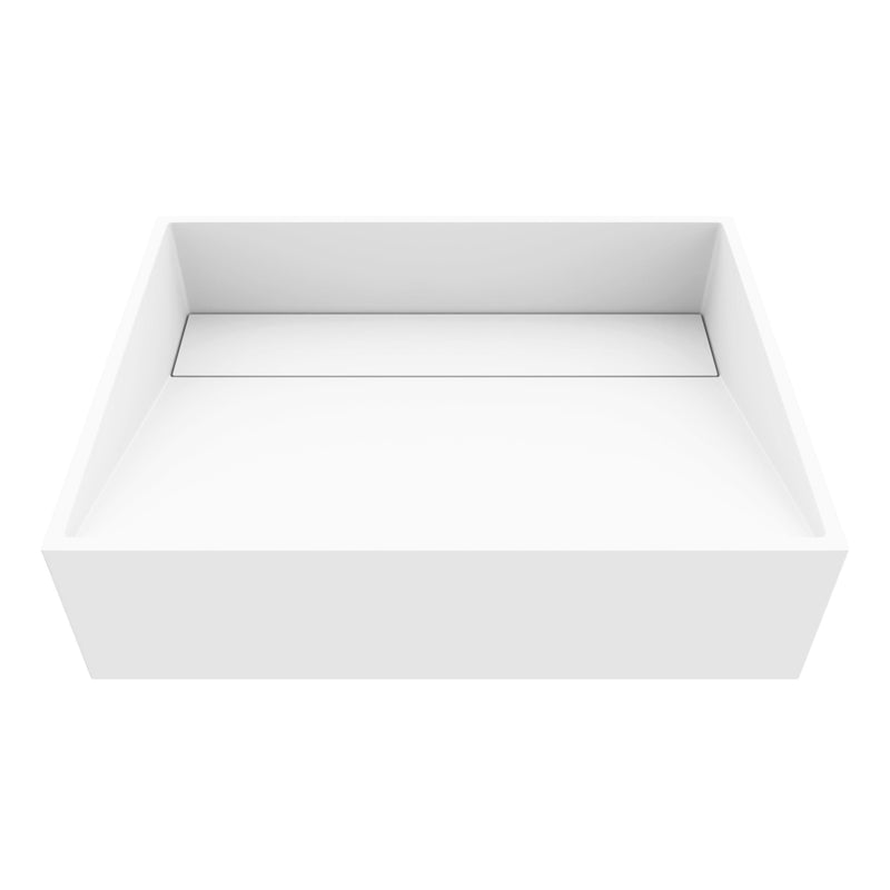 VIGO Starr Modern MatteStone 17x13-in Deep White Bathroom Sink/Basin with Rectangular Vessel D4
