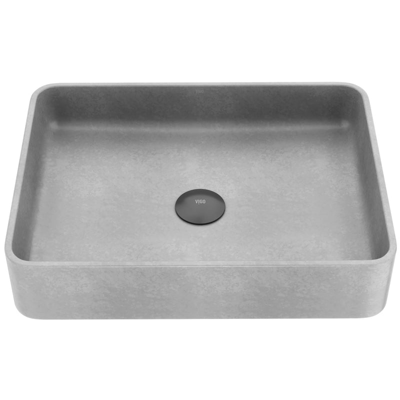 VIGO Tarragona Gothic ConcretoStone 19x14-in Deep Grey Bathroom Sink/Basin with Rectangular Vessel G6
