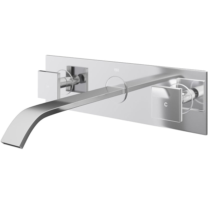 VIGO Titus Wall Mount Dual Handle Bathroom Sink Faucet, Eco-Friendly 1.2 GPM Flow Rate, Chrome I9