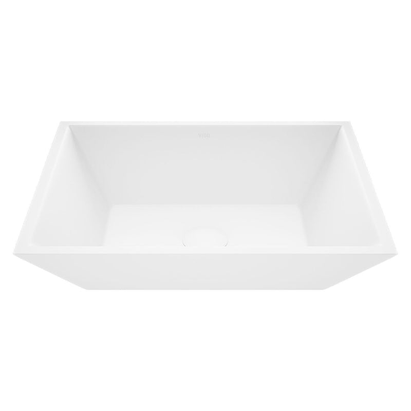 VIGO Vinca Matte Stone Vessel Bathroom Sink/Basin with Deep Bowl, White K2
