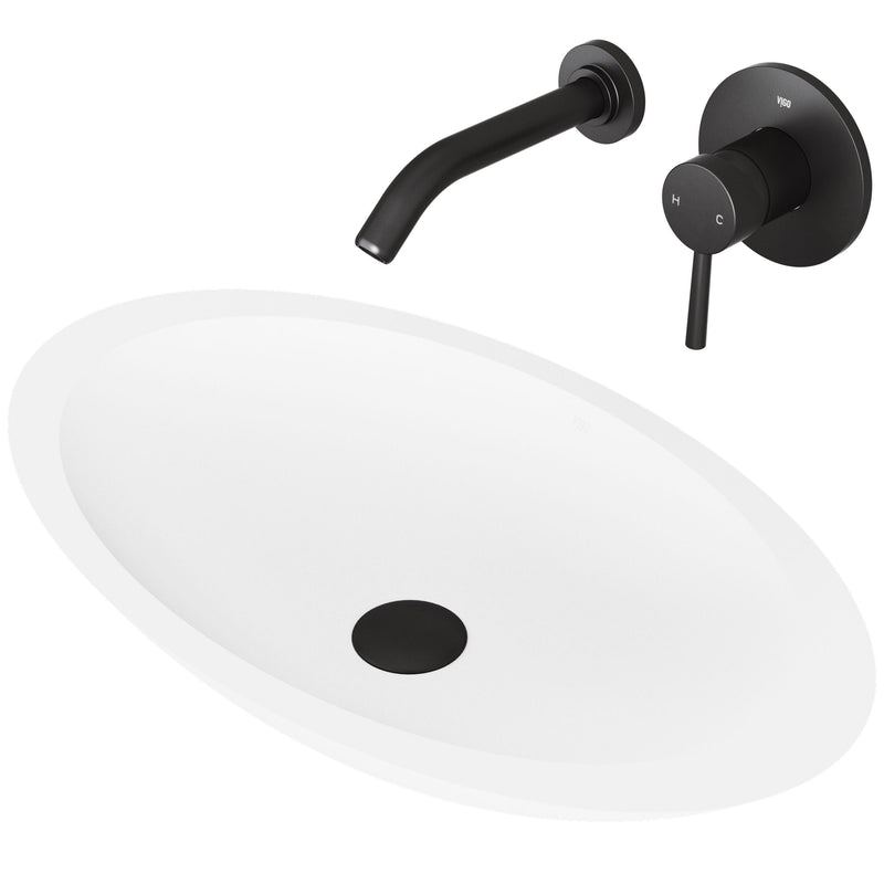 VIGO Wisteria White Bathroom Sink Set with Matte Black Olus Faucet R0