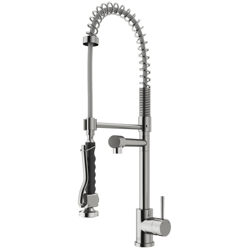 VIGO Zurich Single Handle Pull Down Spray Kitchen Faucet, Stainless Steel Q7
