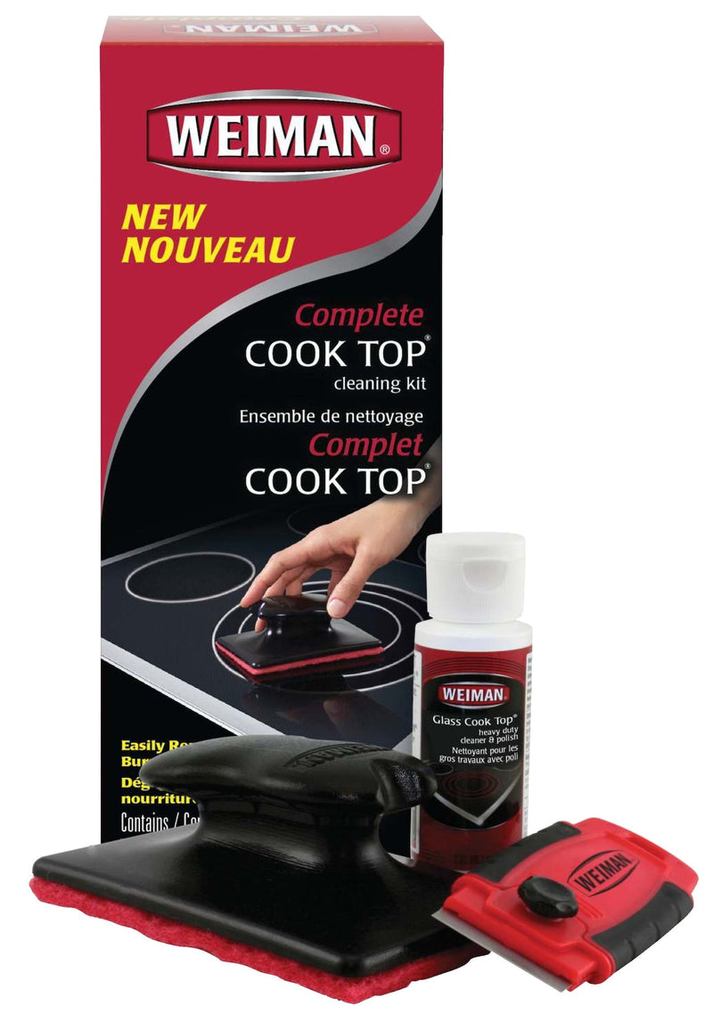 Weiman Complete Glass Cooktop Cleaning Kit, 3-pc, Include Scrub Pad, Scraper and Cleaning Solution C9