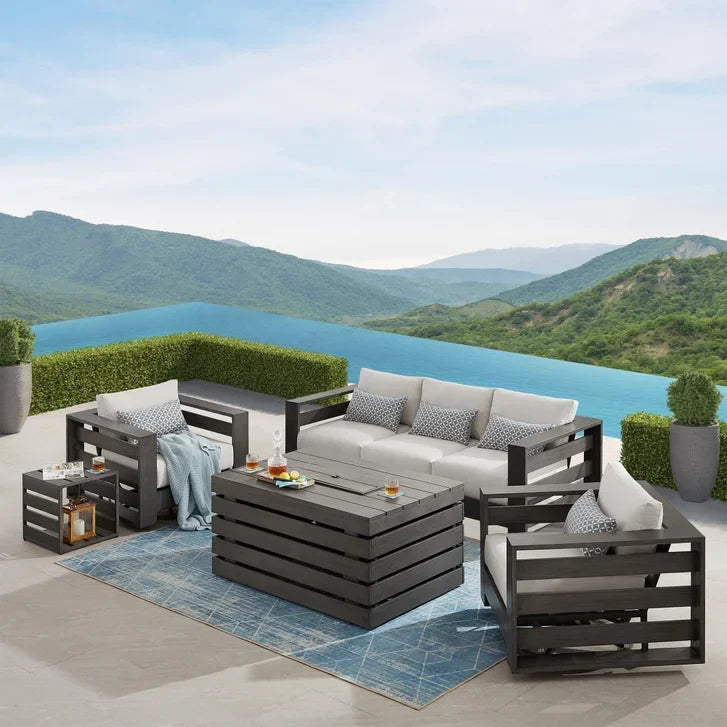 Whitney 5-piece Patio Conversation Set with Fire Table F3