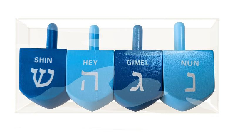 Wooden Dreidel Set, Multi-Coloured, 4-pc, for Hanukkah R7