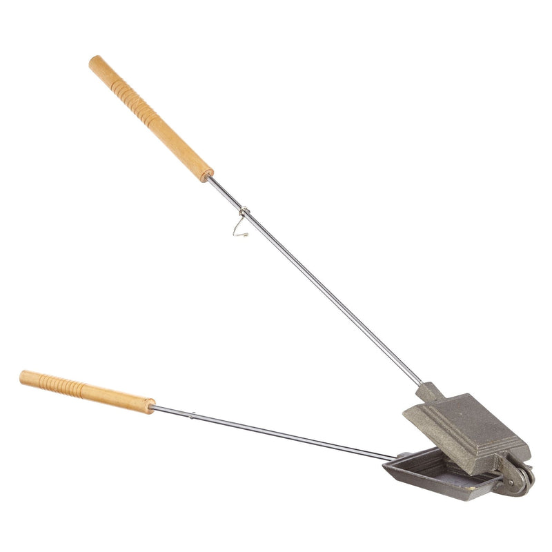 Woods Cast Iron Non-Stick Camping Sandwich Toaster with Long Handle, 4x4-in X0
