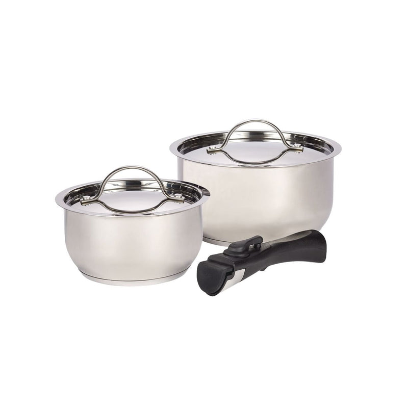 Woods Provision Stainless Steel Camping Cook Pot Set, Made in Canada, 3-pc H3