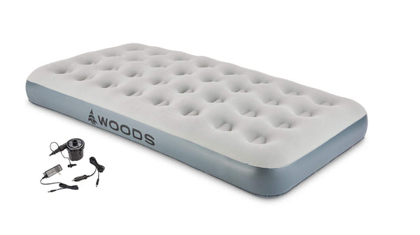 Woods Twin Single-High Inflatable Air Mattress/Airbed, 2-in-1 Pump For AC/Car Outlet, Beige A2