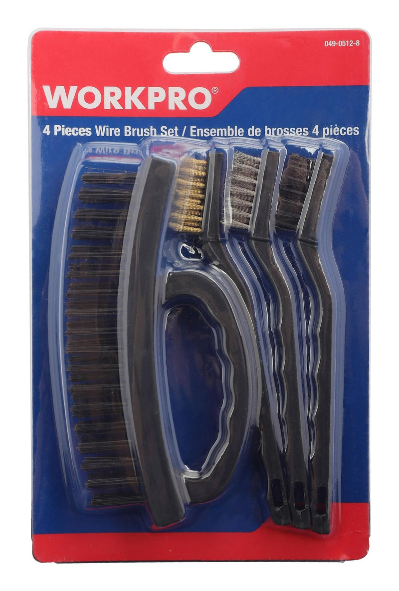 Workpro Carbon Steel Wire Cleaning Brush Set, Removes Paint, Rust & Dirt From Metal, 4-pc W2