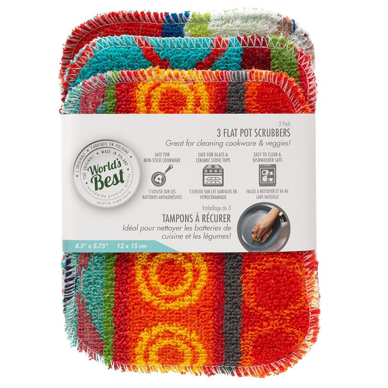World's Best Multi-Surface Flat Pot Scrubber, 3-pk D8
