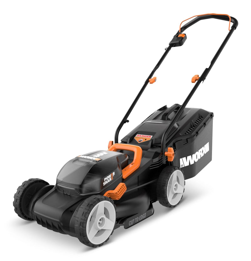 Worx WG934 Power Share 2x20V 2-in-1 Combo Kit, WG779 40V Cordless Mower, 14-in + WG163.9 20V Cordless Grass Trimmer/Edger, 12-in U7