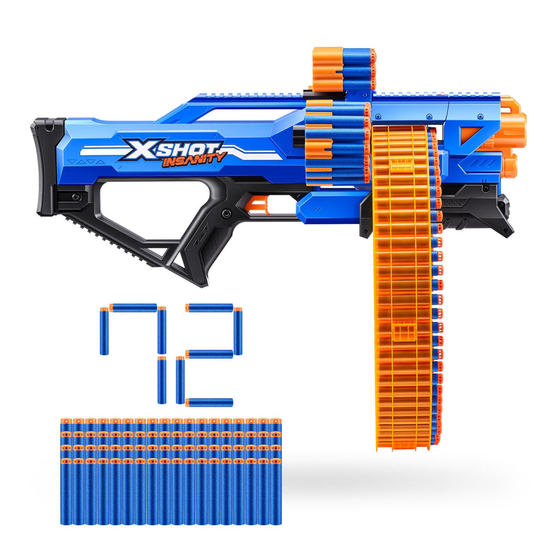X-Shot Insanity S1 Mad Mega Barrel Dart Blaster, 72-Darts, Ages 8+ Z2