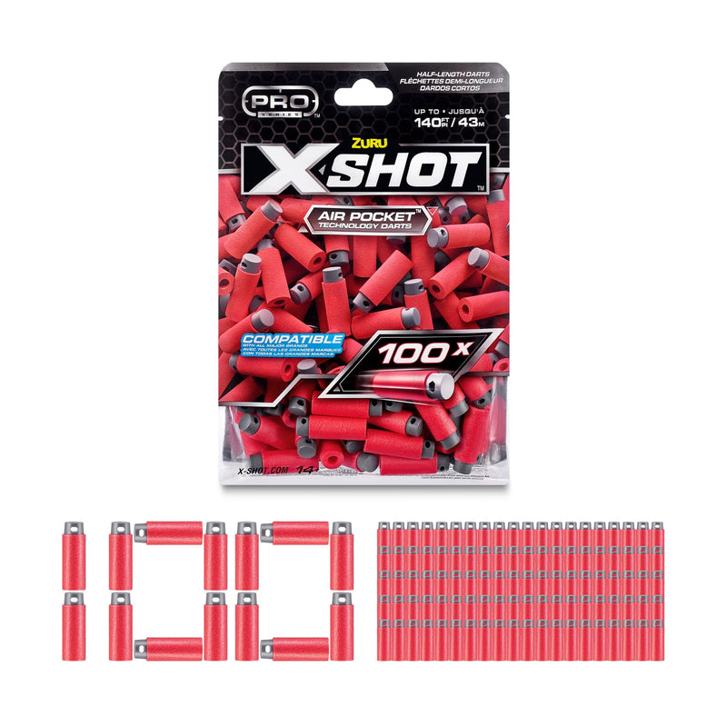 X-Shot Pro Series Half-Length Darts Refills Foil Bag, 100-pk, Ages 8+ Z4