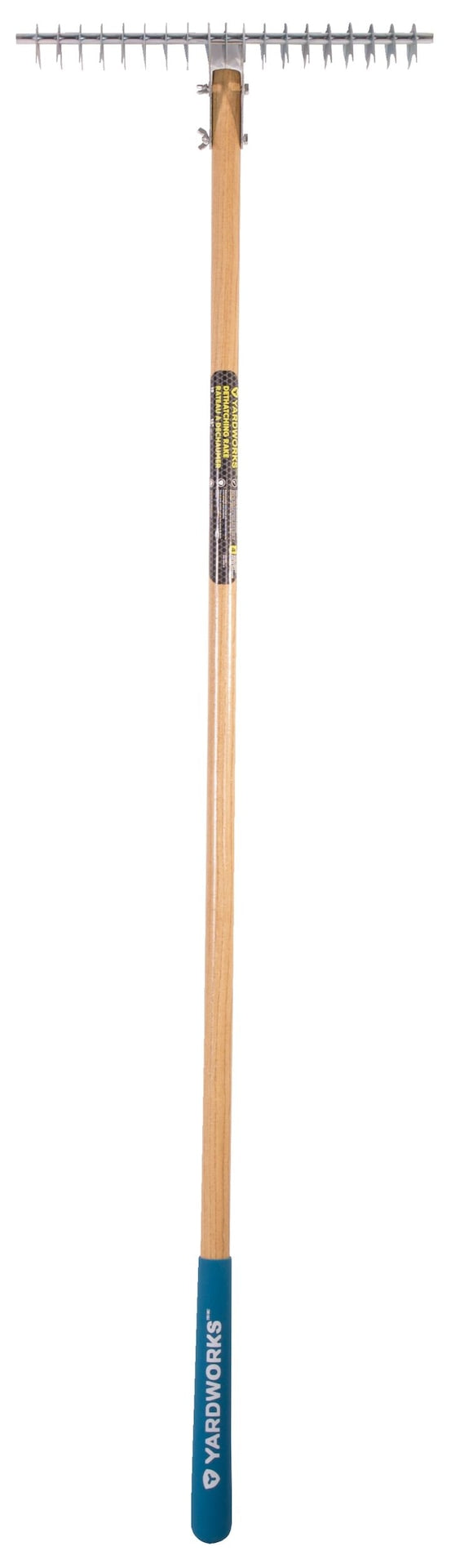 Yardworks 15-in Wide Metal 19-Tine Thatch Rake, 54-in Ash Wood Shaft F4