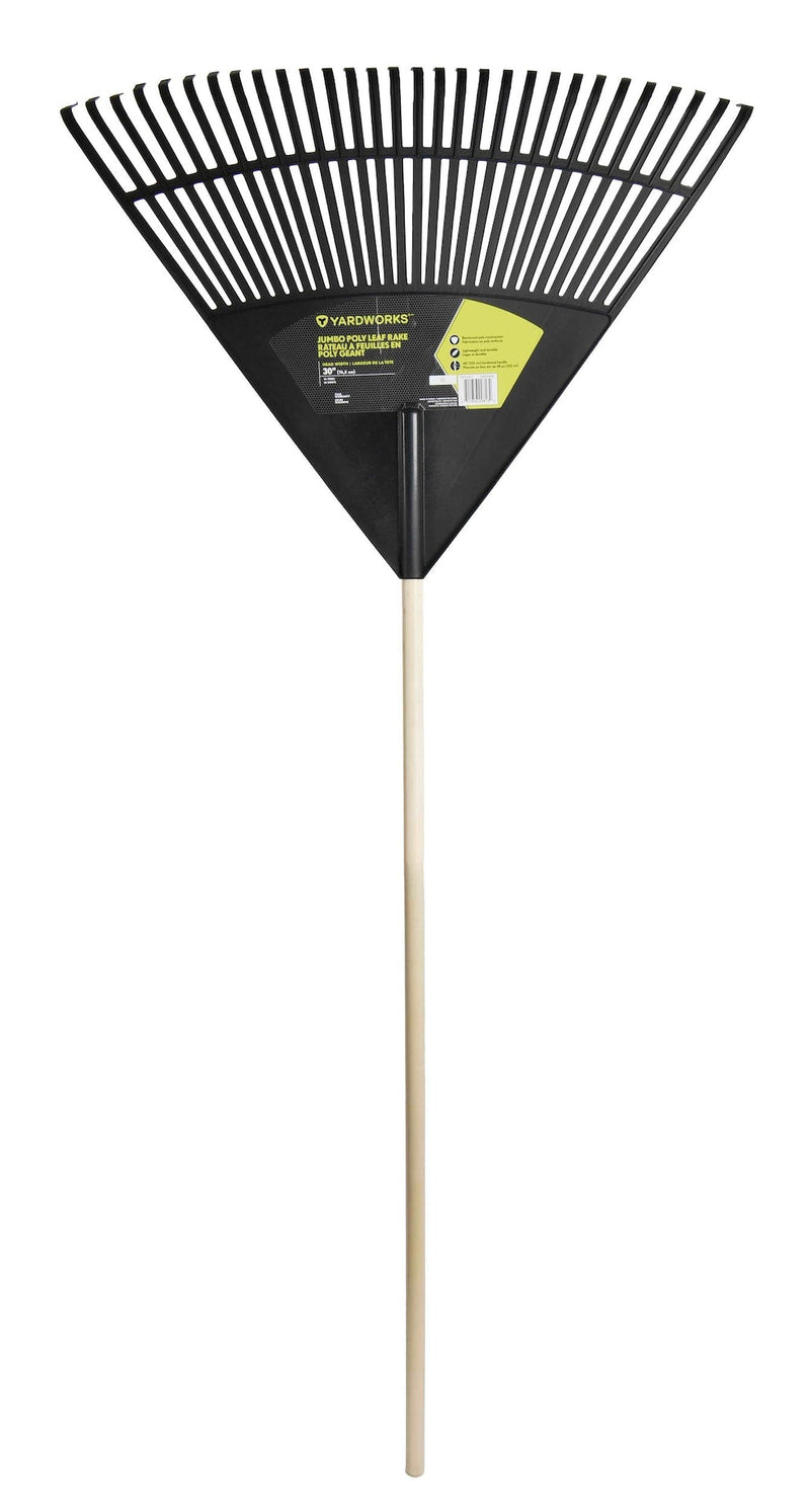 Yardworks 30-Tine Jumbo Leaf Rake with Hardwood Shaft, 30-in U1