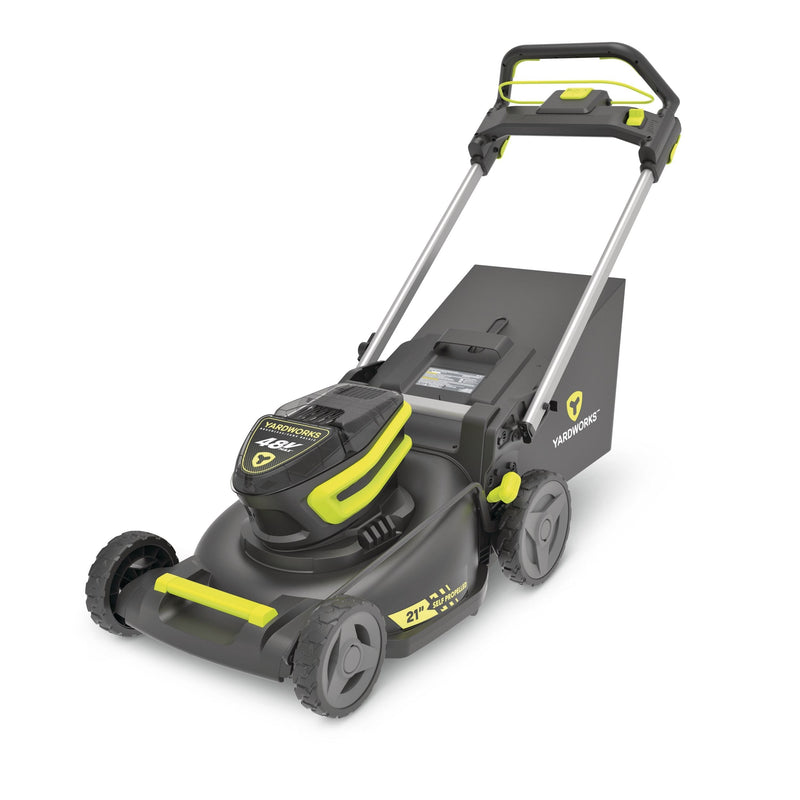 Yardworks 48V 3-in-1 Cordless Brushless Self-Propelled Mower, 21-in with 6Ah Battery & 2Ah Charger R9