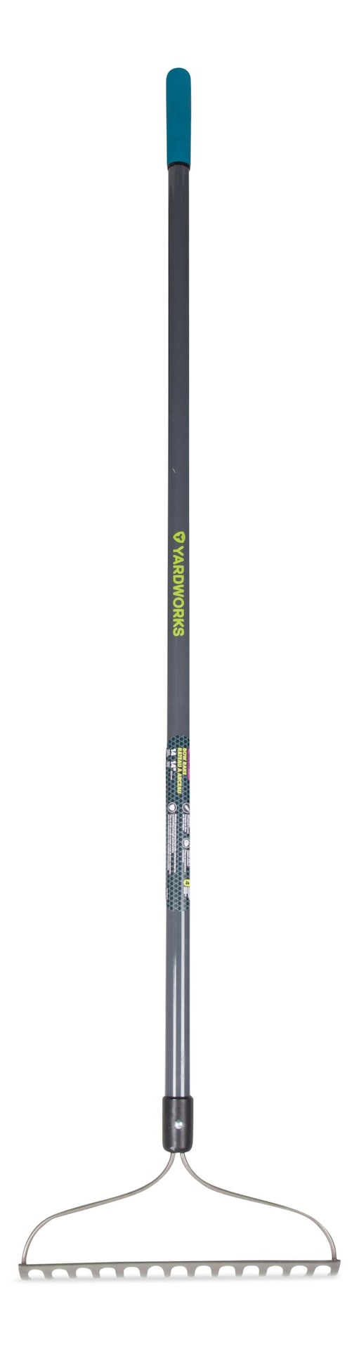 Yardworks Metal 14-Tine L-Shaped Bow Rake, 60-in, Fibreglass Shaft G5