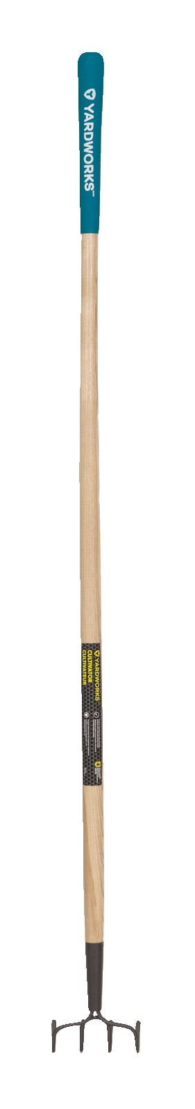 Yardworks Steel 4-Tine Cultivator, 57-in Wooden Shaft P9
