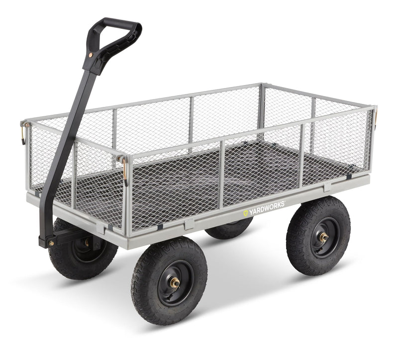 Yardworks Steel Tray 4-Wheel Mesh Garden/Yard Cart with Removable Sides, 1200-lb P7