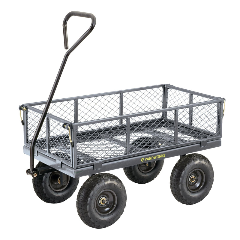 Yardworks Steel Tray 4-Wheel Removable-Sides Mesh Yard/Garden Cart 600 lb U5