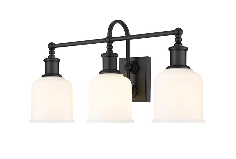 Z-Lite Bryant 3-Light Vanity Light, Black with Opal Shade E9
