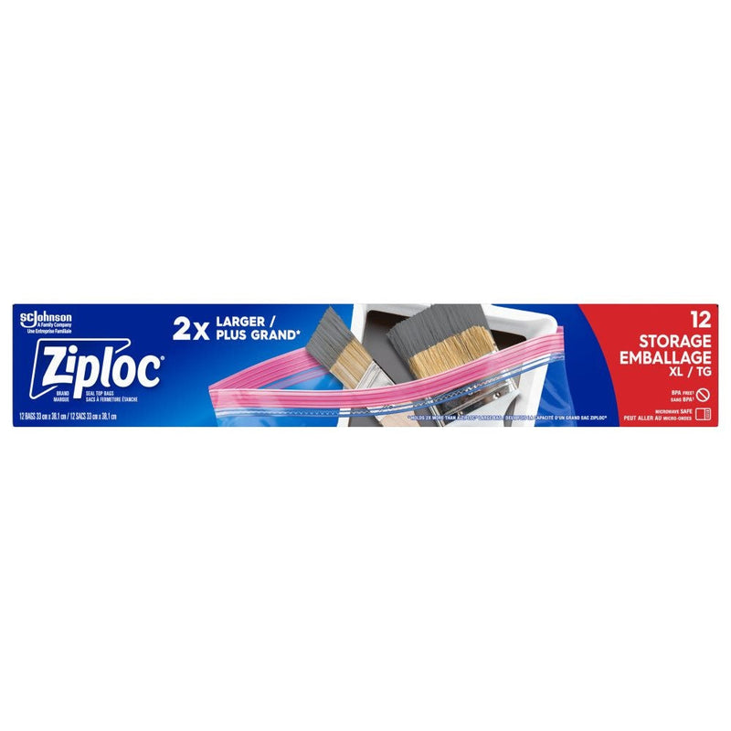 Ziploc Extra Large Reclosable Food Storage Bags, Reusable, 12-pk I1