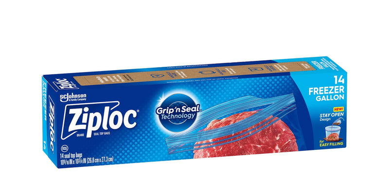 Ziploc Large Plastic Freezer Bags, 3.78-L, 14-pk M5
