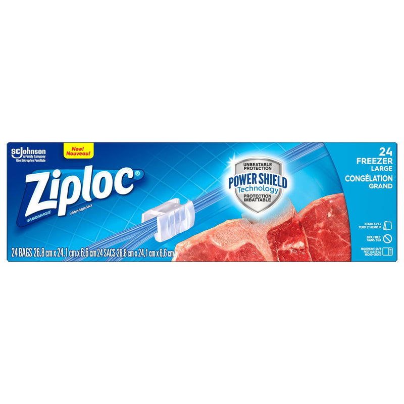 Ziploc Large Slider Plastic Freezer Bag, 950-mL, 24-pk U9