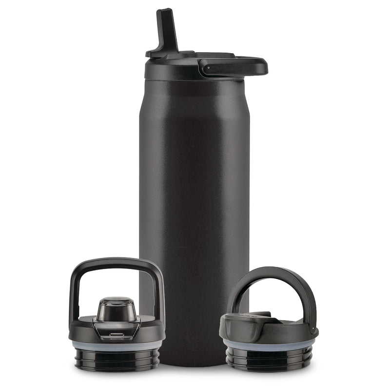 Zulu Core Vacuum Insulated Stainless Steel Bottle, 32-oz, Black, with Multi Lid R2